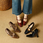 Damen elegante Mary Jane Pumps mit luxuriösem Glanz und modischem Riemendesign