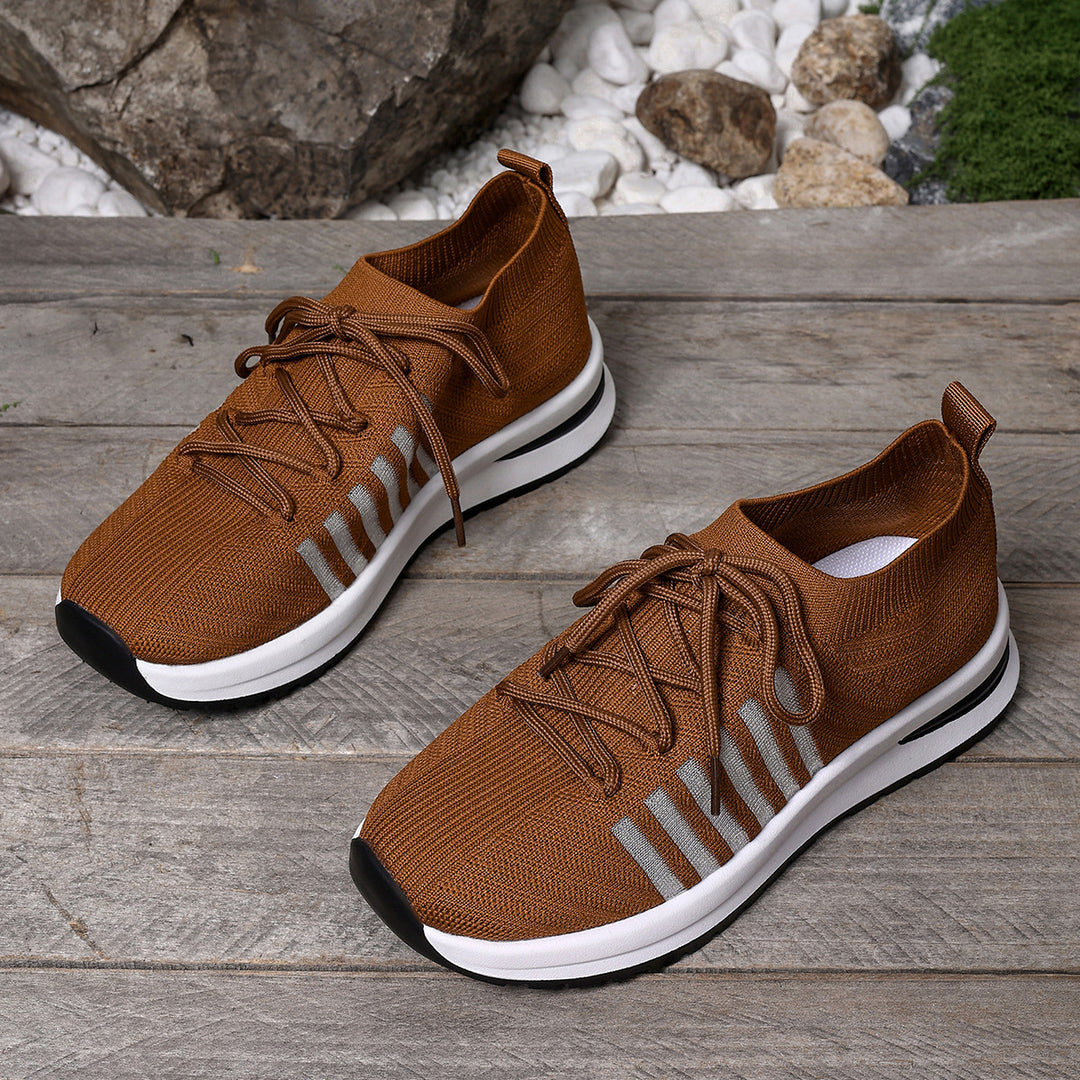 Damen Sportliche Sneaker mit atmungsaktiver Strickoberfläche und rutschfester Sohle R&B