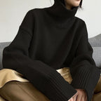 Damen gemütlicher Rollkragenpullover aus feinem Strick R&B