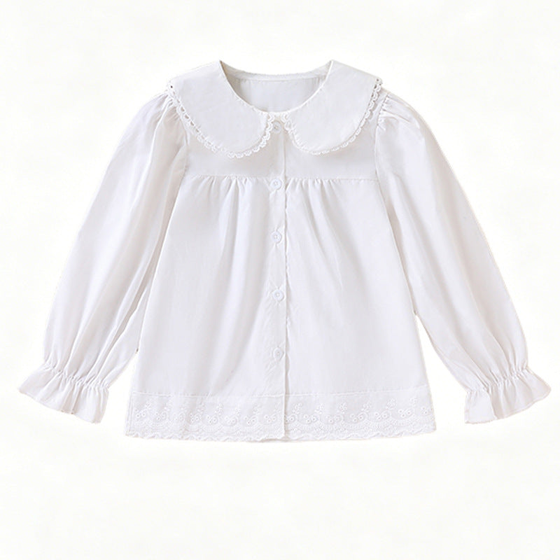 Mädchen elegante Bluse mit rüschenbesetztem Kragen R&B
