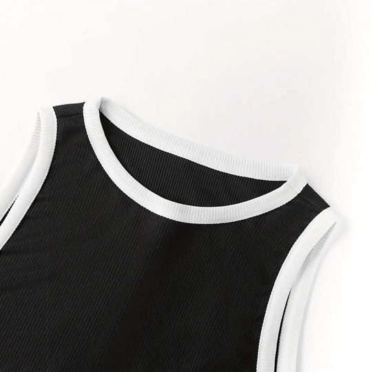 Damen stylishes Sport-Set mit hoch taillierter Weitbein-Hose und sportlichem Bustier R&B