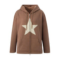 Damen Großer Kapuzenpullover mit Sternenapplikation und Reißverschluss R&B