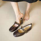 Damen Ballerinas mit doppeltem Riemchen und eleganter Schnallenverzierung