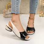 Damen Slingback-Sandaletten mit glamourösem Krokodilleder-Design und komfortablem Blockabsatz R&B