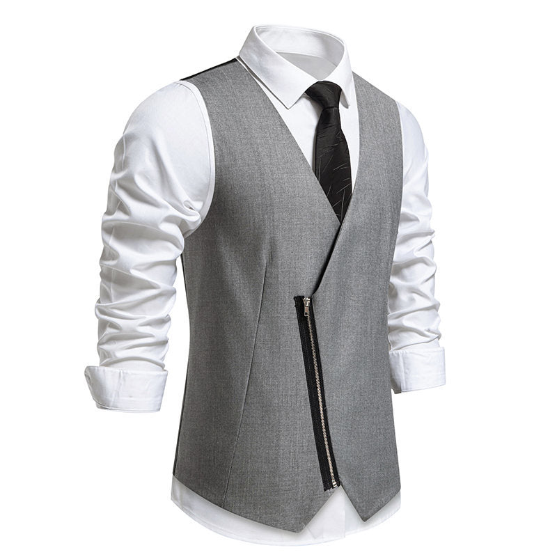 Herren elegante Anzugweste mit modernem Schnitt und praktischen Reißverschlüssen