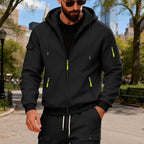 Herren Sportliche Zip-Hoodie mit Innovativen Reißverschlusstaschen R&B