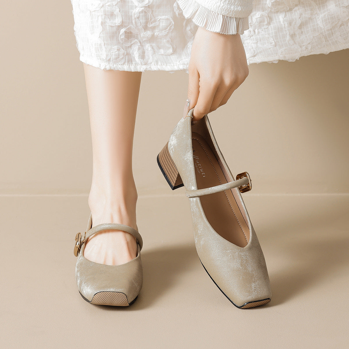 Damen elegante Ballerinas mit modischem Schnallenverschluss