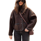 Damen modische oversized Wolljacke R&B