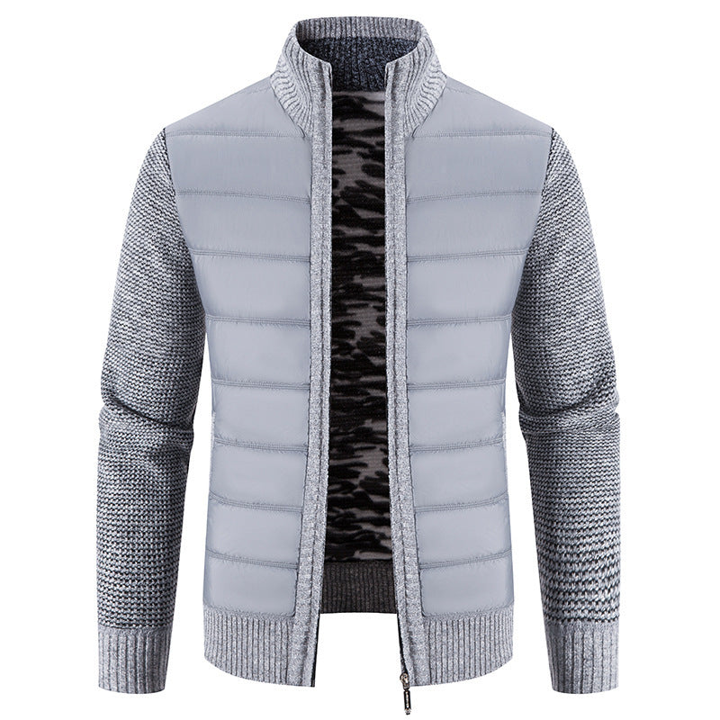 Herren hybride Steppjacke mit modischem Strickdesign R&B