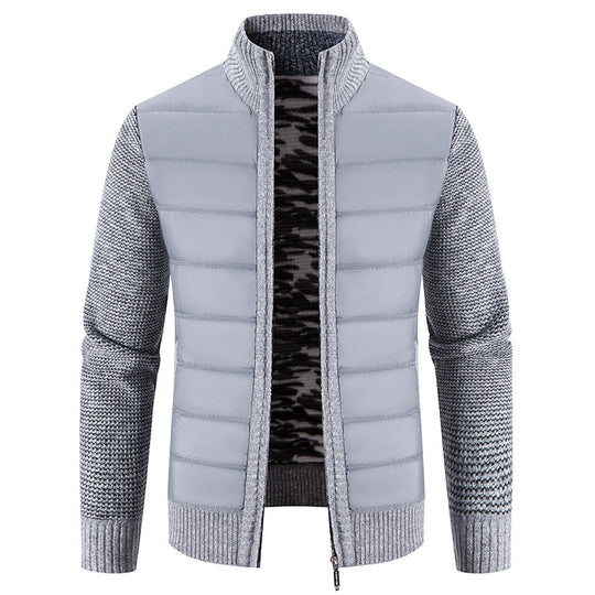Herren hybride Steppjacke mit modischem Strickdesign R&B