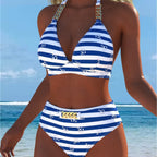 Damen Bikini mit luxuriösem Marmormuster und edlen Details R&B