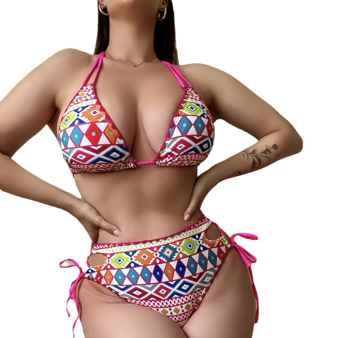 Damen Triangel-Bikini mit modernem Ethno-Druck R&B