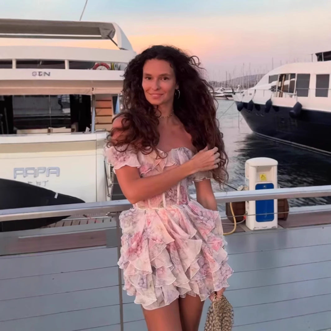 Damen Rüschendes Cocktailkleid mit schulterfreiem Design und tailliertem Schnitt R&B