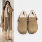 Damen bequeme Filzclogs mit weichem Kunstfellfutter und modischem Schnallenverschluss R&B