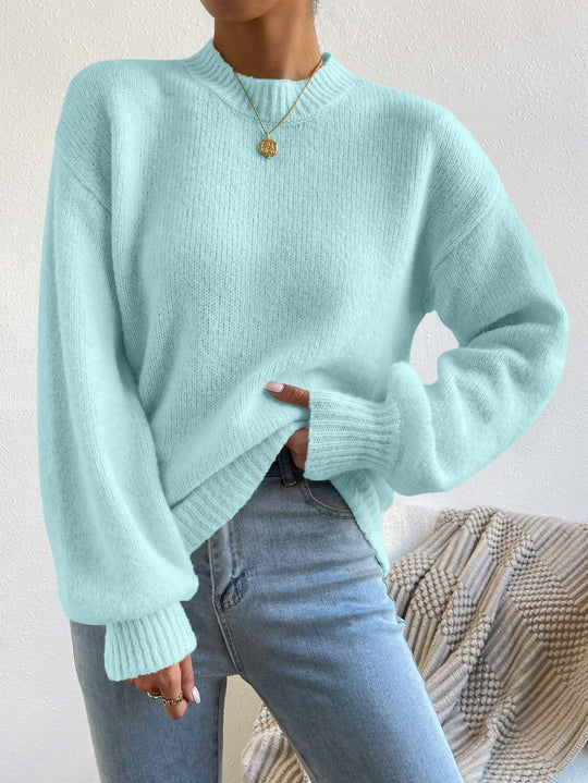 Damen Kuschelpullover mit weitem Schnitt und hochgeschlossenem Kragen R&B