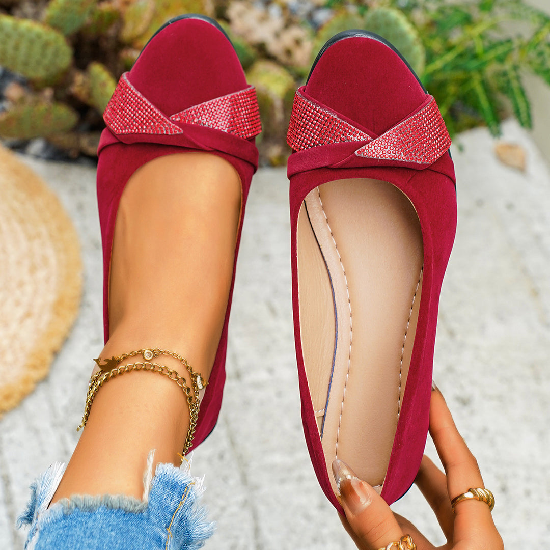 Damen Komfortable Ballerinas mit eleganter Schleifen-Applikation und modischem Glitzer R&B