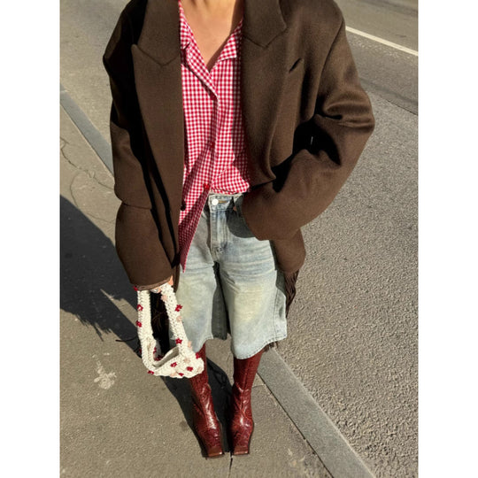 Damen Oversized Fransenjacke R&B