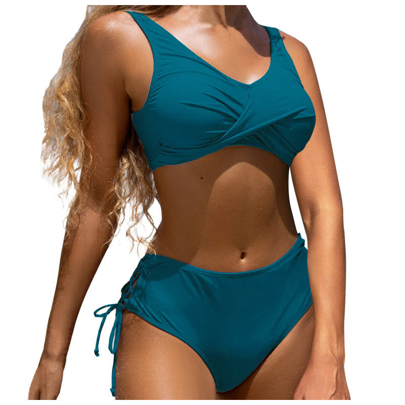 Damen Hochgeschnittener Bikini mit raffiniertem Wickeldetail R&B