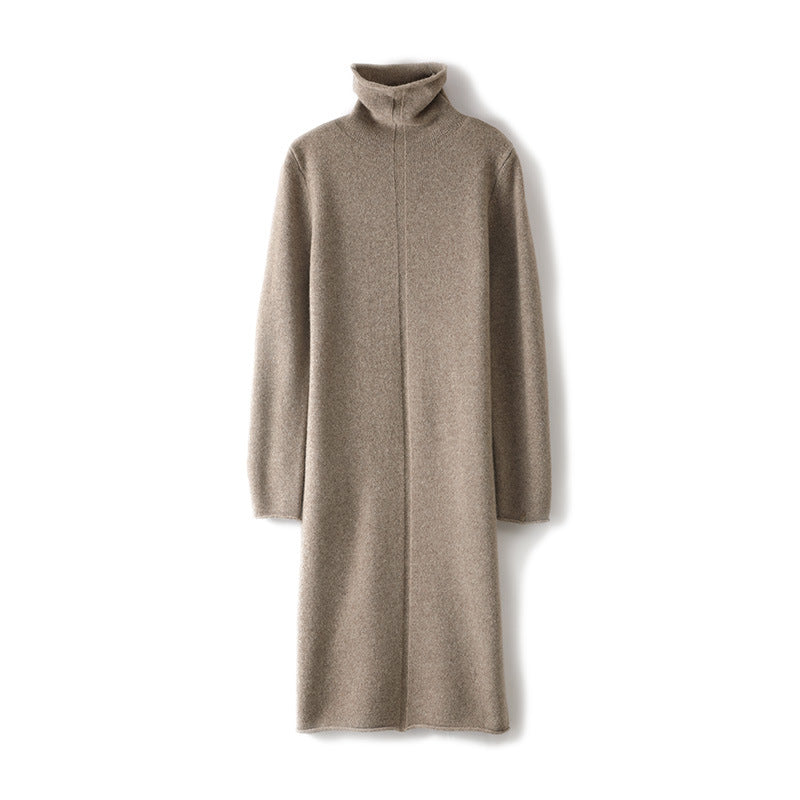 Damen Strickkleid mit hohem Kragen und eleganter Struktur R&B