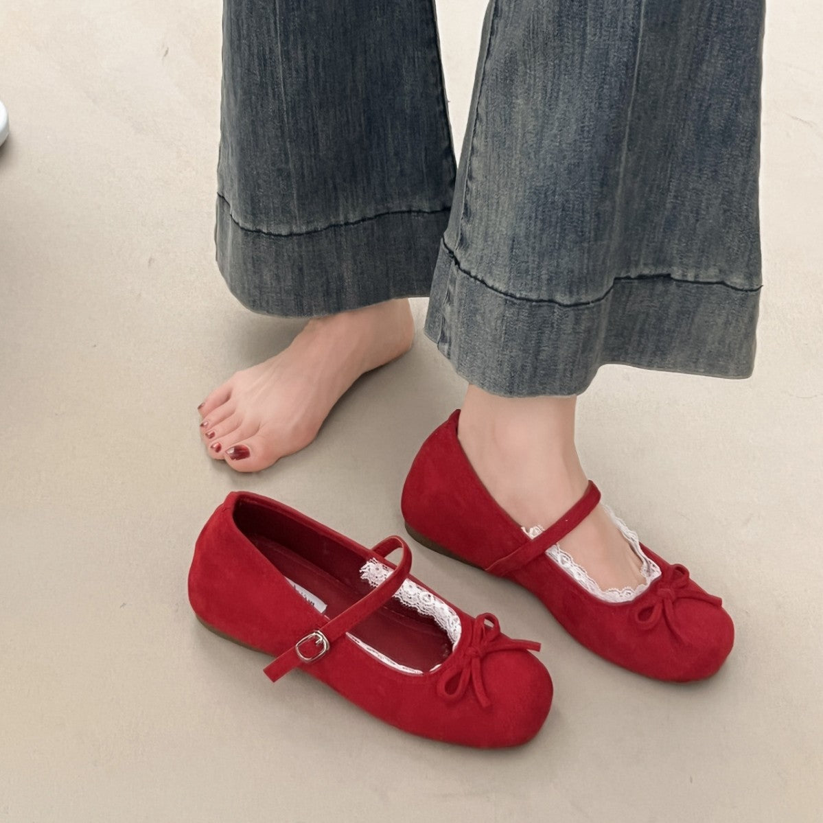 Damen elegante Ballerinas mit zartem Schleifen-Detail und hochwertigem Innenfutter EB