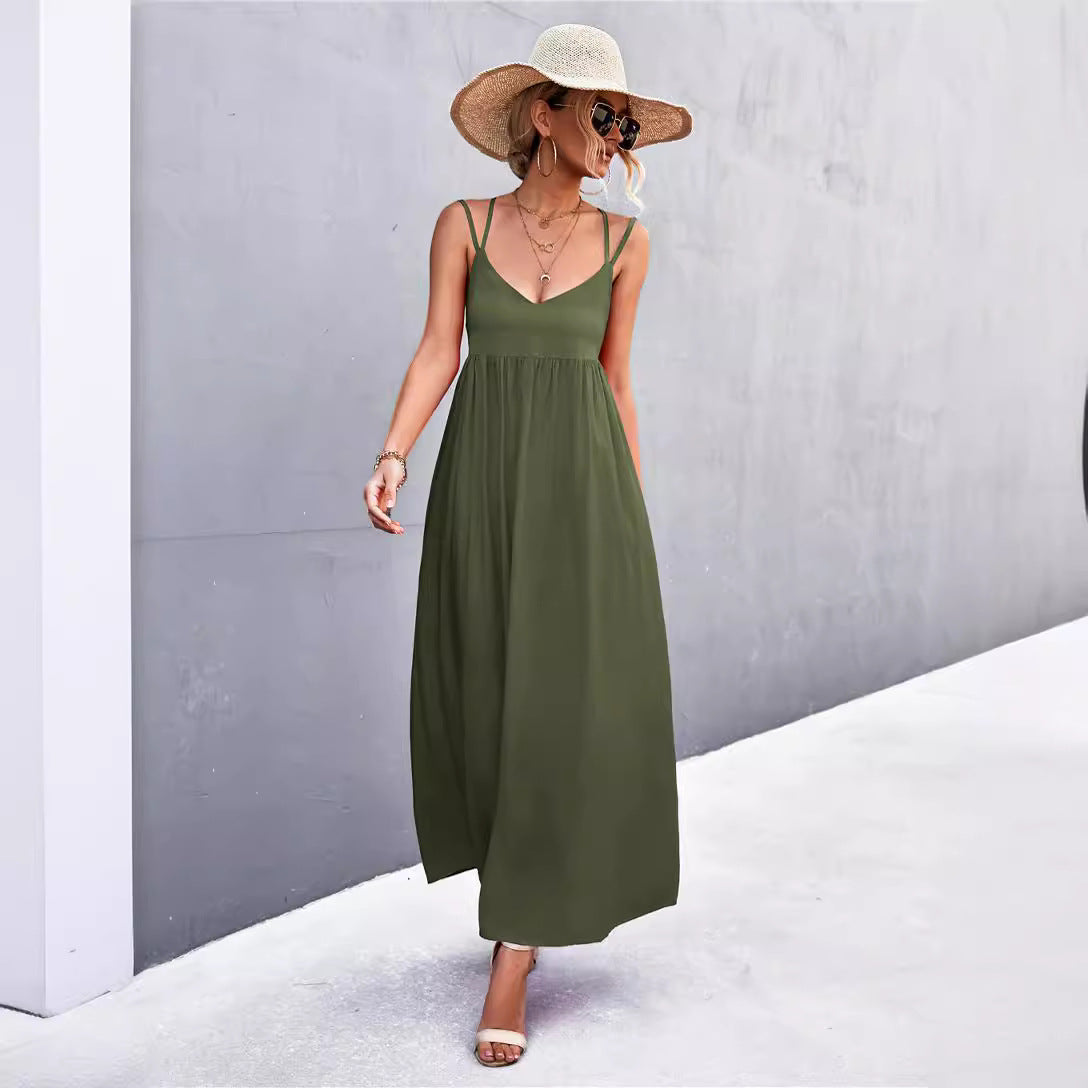 Damen Maxikleid mit feinen Spaghetti-Trägern R&B