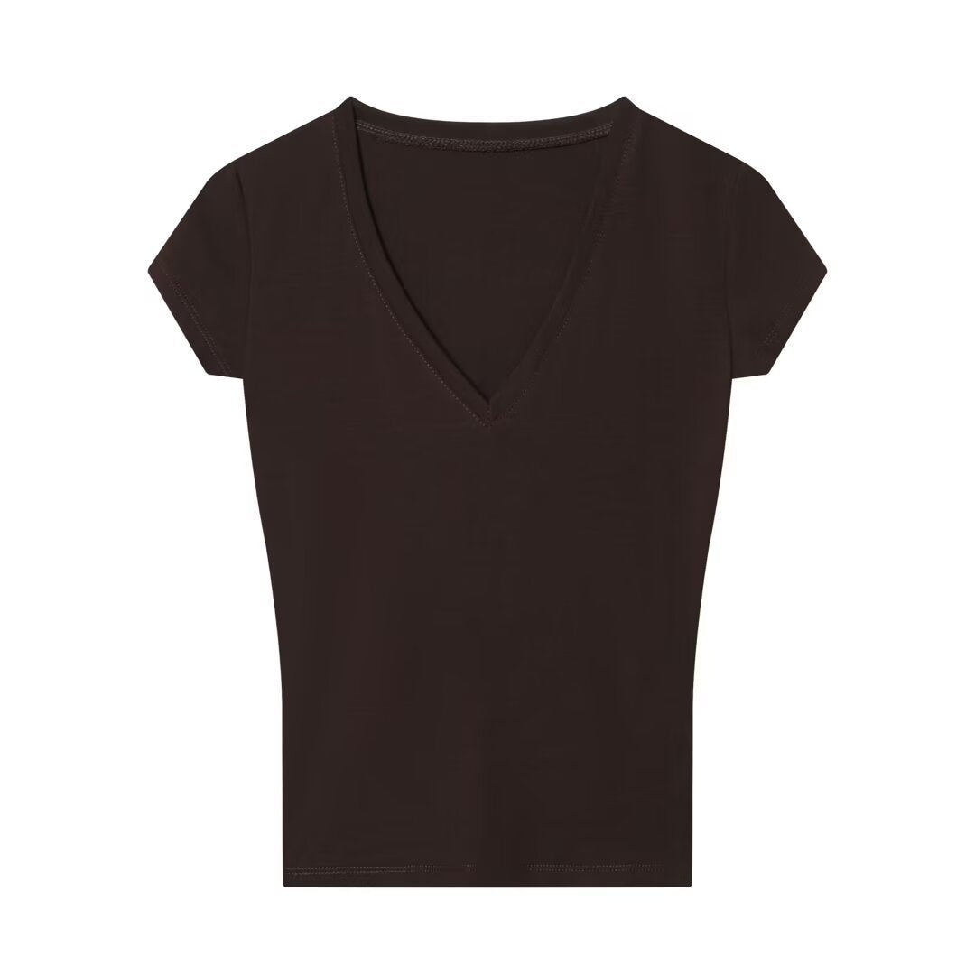 Damen V-Ausschnitt T-Shirt aus hochwertiger Baumwolle R&B