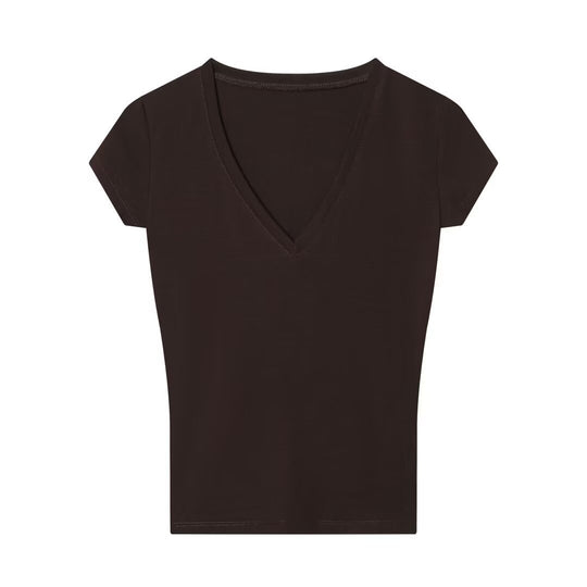 Damen V-Ausschnitt T-Shirt aus hochwertiger Baumwolle R&B