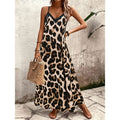 Damen Maxikleid mit elegantem V-Ausschnitt und aufregendem Leopardenmuster R&B