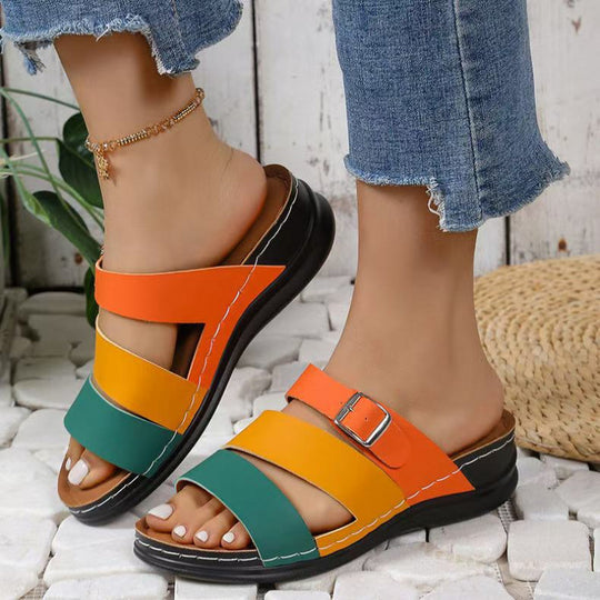 Damen bequeme und modische Sandalen mit verstellbaren Riemen R&B