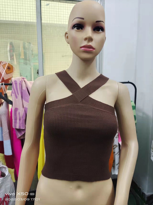 Damen Crop-Top mit schickem Kreuz-Trägerdesign R&B