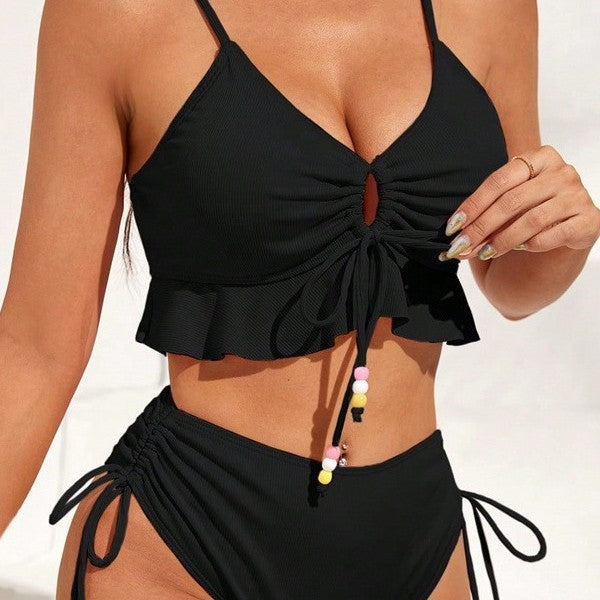 Damen Badeanzug mit Rüschendetails und verstellbaren Trägern R&B