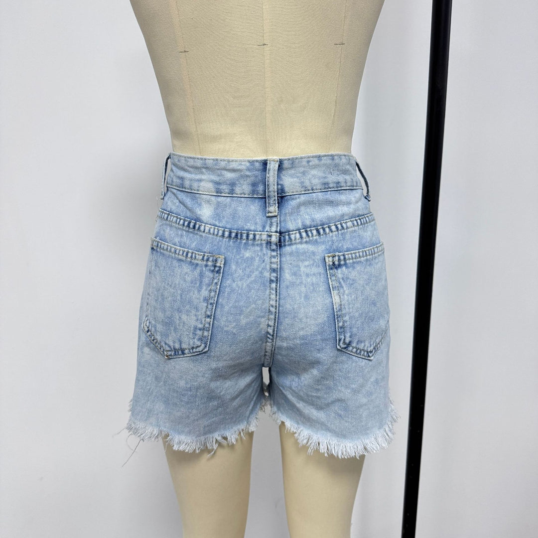 Damen Destroyed Denim-Shorts im lässigen Stil R&B