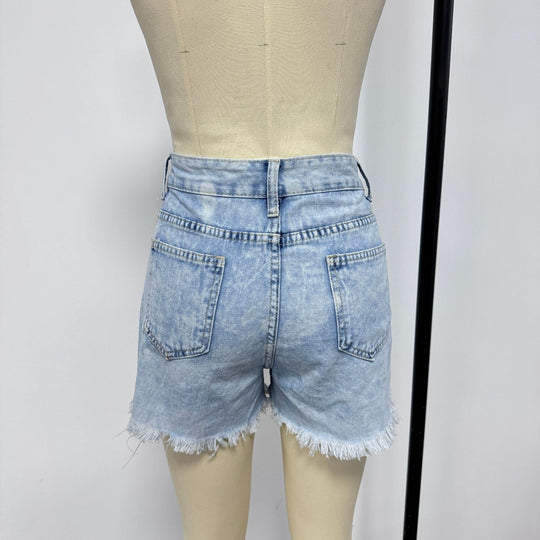 Damen Destroyed Denim-Shorts im lässigen Stil R&B