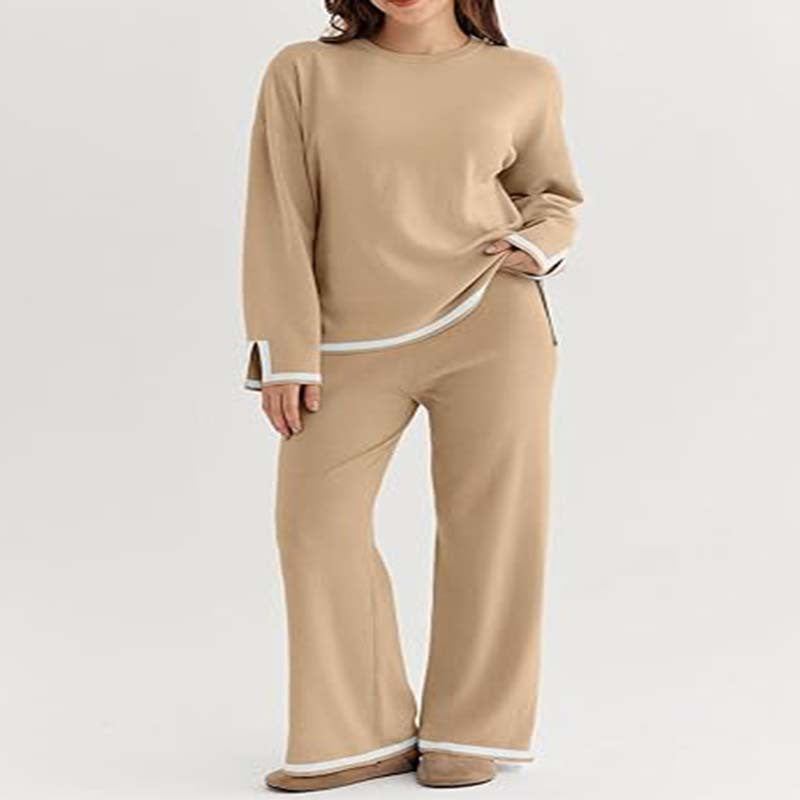 Damen modisches Lounge-Set mit weitem Schnitt und Kontrastbündchen R&B