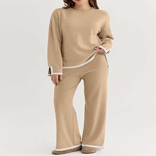 Damen modisches Lounge-Set mit weitem Schnitt und Kontrastbündchen R&B
