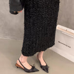 Damen Slingback-Pumps mit dekorativer Schleife und hochwertiger Velours-Oberfläche R&B