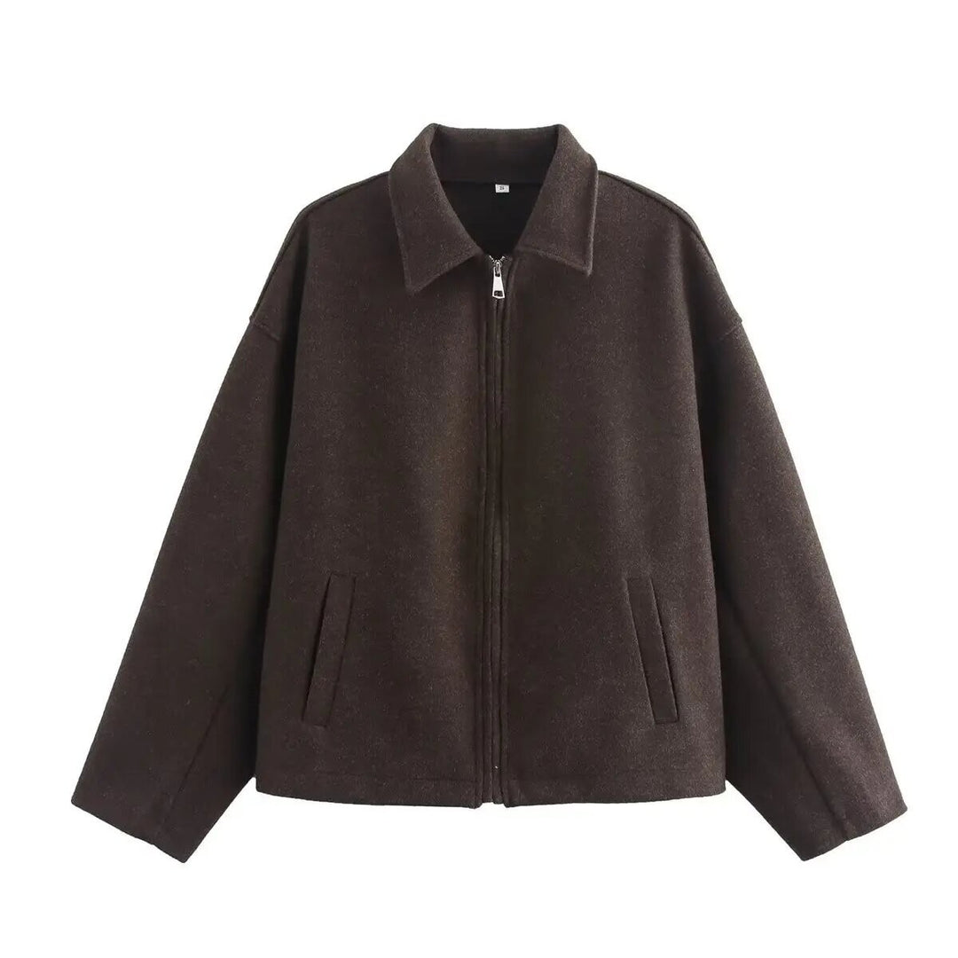 Damen lässige Fleecejacke mit hohem Kragen und praktischen Taschen R&B