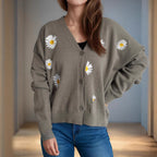 Damen Strickjacke mit floralen Applikationen R&B