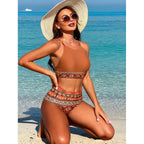 Damen Hochgeschnittener Bikini mit modischem Banddesign R&B