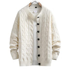 Herren Strickjacke mit modernem Zopfmuster und durchgehendem Knopfverschluss R&B