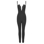 Damen eleganter Jumpsuit mit herzförmigem Ausschnitt und figurbetontem Schnitt R&B