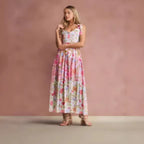 Damen Kleid mit verspieltem Floral-Design und Rüschenärmeln R&B