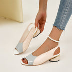 Damen Elegante Slingbacks mit modischem Blockabsatz und glänzenden Akzenten