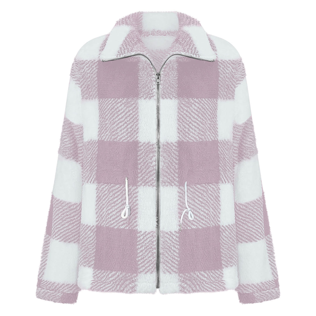 Damen Plüschjacke mit Karomuster R&B