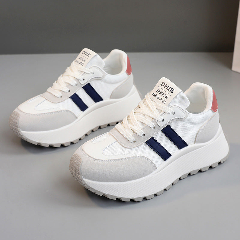 Damen Modische Plateausneaker mit atmungsaktiver Mesh-Oberfläche und stoßdämpfendem Sohlenprofil R&B