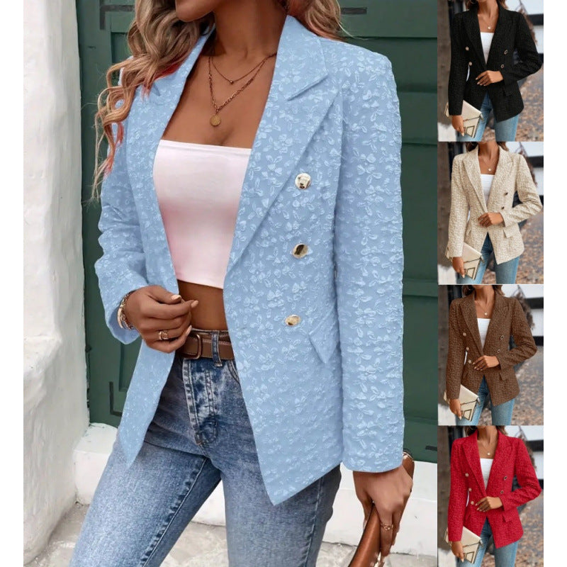 Damen Eleganter Blazer mit strukturiertem Muster und doppelter Knopfleiste R&B