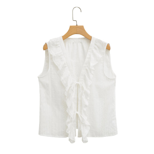 Damen Rüschenshirt mit elegantem V-Ausschnitt R&B