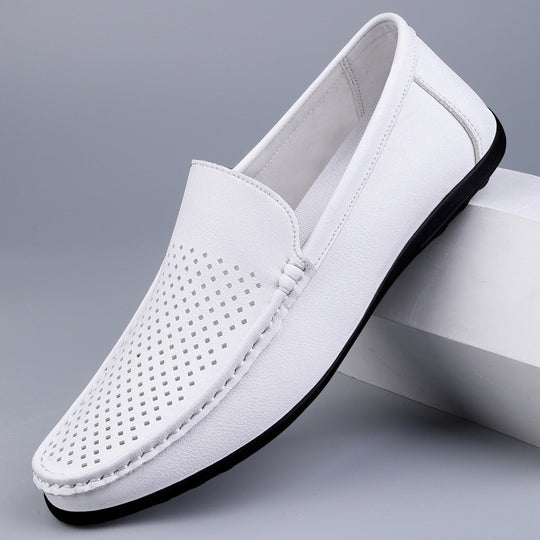 Herren Mokassins aus perforiertem Leder mit flexibler Sohle R&B