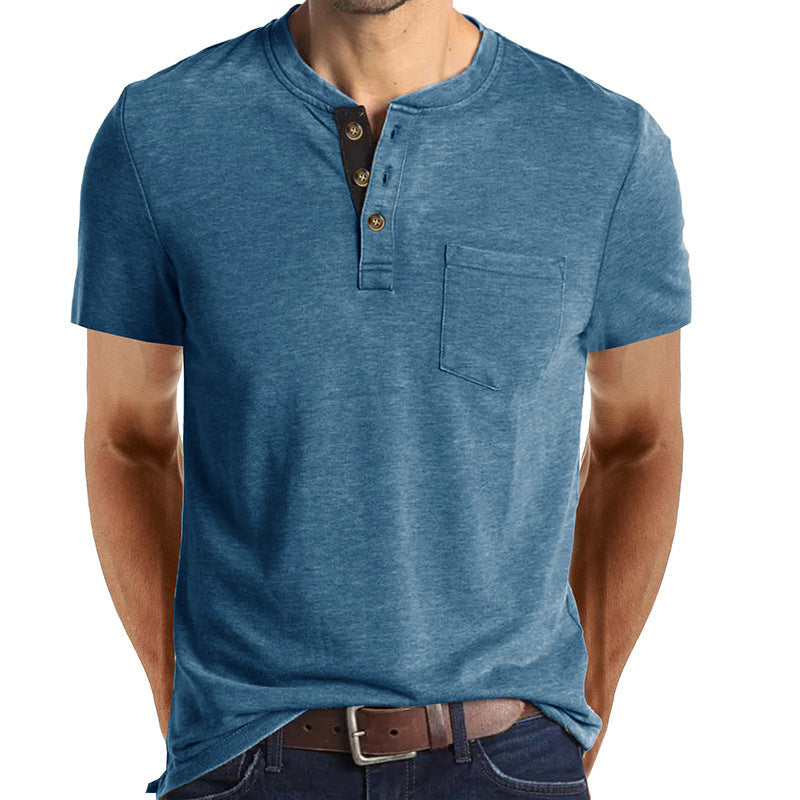 Herren T-Shirt mit strukturiertem Kragen und Brusttasche R&B