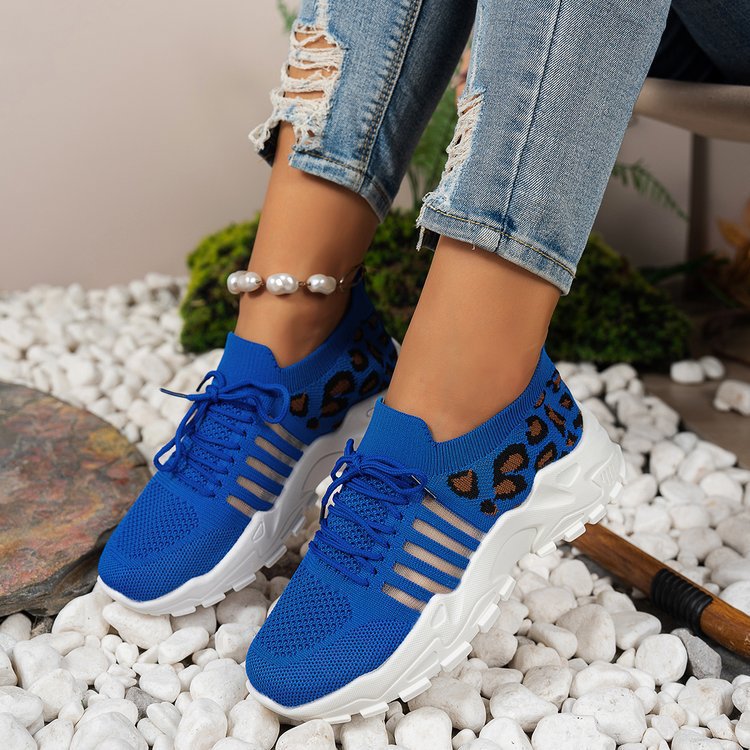 Damen Sportliche Sneakers mit atmungsaktivem Netzmaterial und modischem Tiermuster R&B